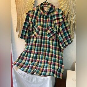 vintage SADDLE KING western pearl snap shirt short sleeve plaid cowboy